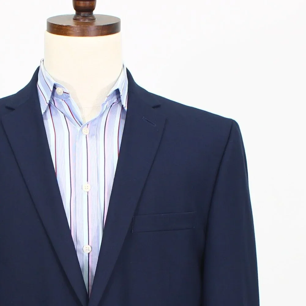 Kenneth Cole 44R Navy Solid 2-Button Sport Coat Blazer Jacket T566